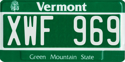 VT license plate XWF969