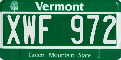 VT license plate XWF972