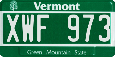 VT license plate XWF973