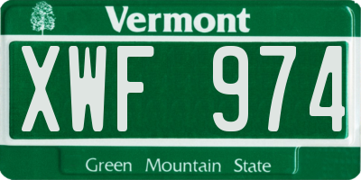 VT license plate XWF974