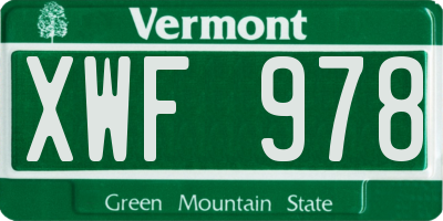VT license plate XWF978