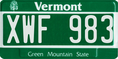 VT license plate XWF983