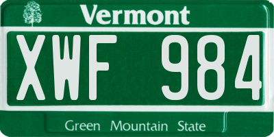 VT license plate XWF984
