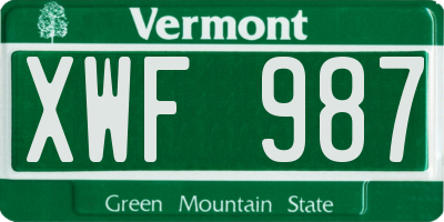 VT license plate XWF987