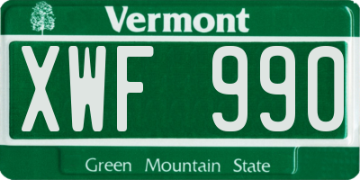 VT license plate XWF990