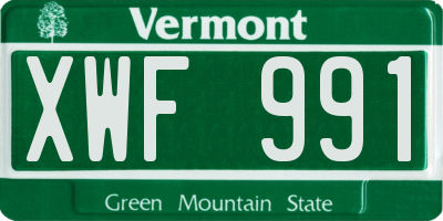 VT license plate XWF991
