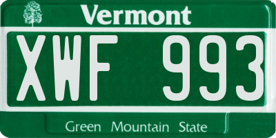 VT license plate XWF993