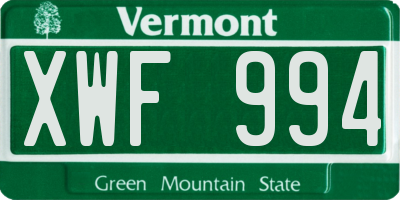 VT license plate XWF994