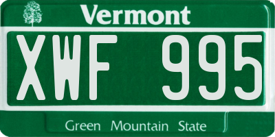 VT license plate XWF995