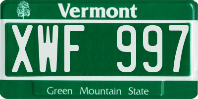 VT license plate XWF997