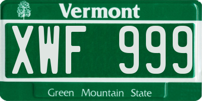 VT license plate XWF999