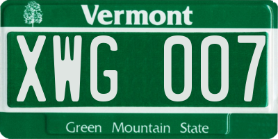 VT license plate XWG007