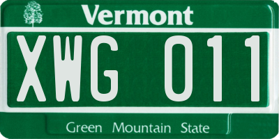 VT license plate XWG011