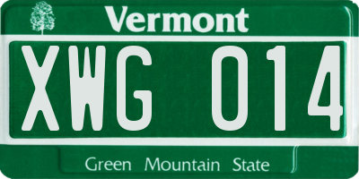 VT license plate XWG014