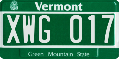 VT license plate XWG017