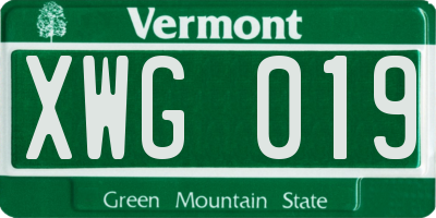 VT license plate XWG019