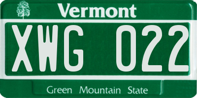 VT license plate XWG022