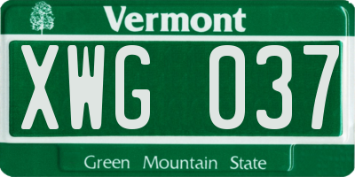 VT license plate XWG037
