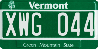 VT license plate XWG044