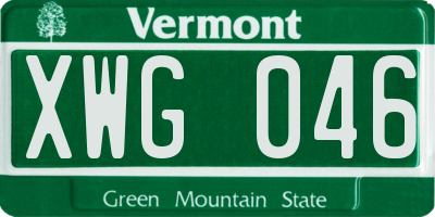 VT license plate XWG046