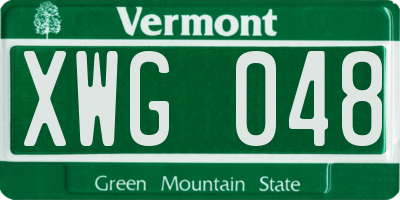 VT license plate XWG048