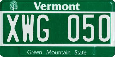 VT license plate XWG050