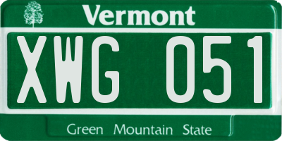 VT license plate XWG051
