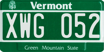 VT license plate XWG052
