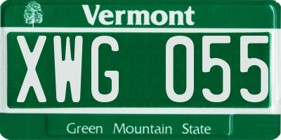 VT license plate XWG055