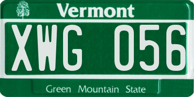 VT license plate XWG056