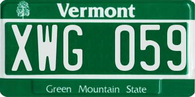 VT license plate XWG059