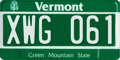 VT license plate XWG061
