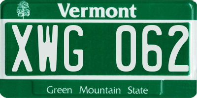 VT license plate XWG062