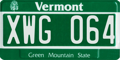 VT license plate XWG064