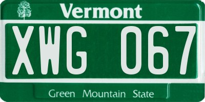 VT license plate XWG067