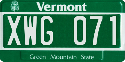 VT license plate XWG071