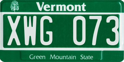 VT license plate XWG073
