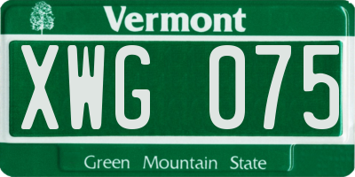 VT license plate XWG075