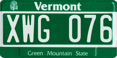 VT license plate XWG076
