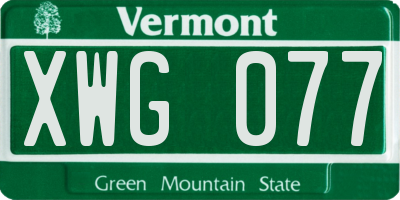 VT license plate XWG077