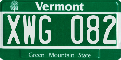 VT license plate XWG082