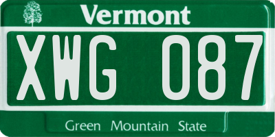 VT license plate XWG087