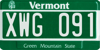 VT license plate XWG091