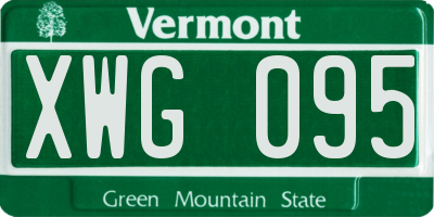 VT license plate XWG095