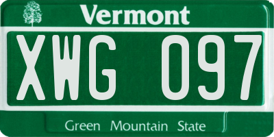 VT license plate XWG097