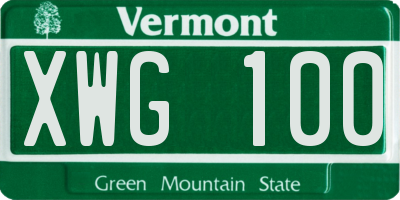 VT license plate XWG100