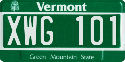 VT license plate XWG101