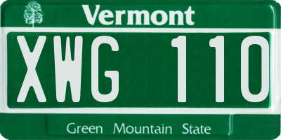 VT license plate XWG110
