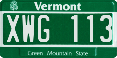 VT license plate XWG113