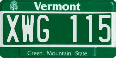 VT license plate XWG115